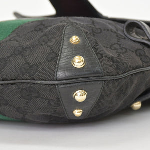極美品 GUCCI グッチ GGキャンバス ショルダーバッグ ゴールド金具 131096 ブラック グリーン レッド 中古 4a002079