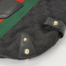 画像をギャラリービューアに読み込む, 極美品 GUCCI グッチ GGキャンバス ショルダーバッグ ゴールド金具 131096 ブラック グリーン レッド 中古 4a002079