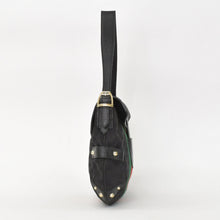 画像をギャラリービューアに読み込む, 極美品 GUCCI グッチ GGキャンバス ショルダーバッグ ゴールド金具 131096 ブラック グリーン レッド 中古 4a002079