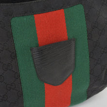 画像をギャラリービューアに読み込む, 極美品 GUCCI グッチ GGキャンバス ショルダーバッグ ゴールド金具 131096 ブラック グリーン レッド 中古 4a002079