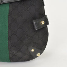 画像をギャラリービューアに読み込む, 極美品 GUCCI グッチ GGキャンバス ショルダーバッグ ゴールド金具 131096 ブラック グリーン レッド 中古 4a002079