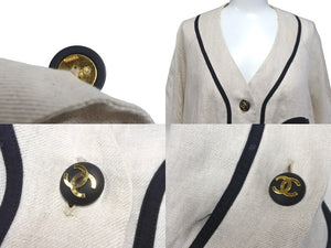 CHANEL Short Sleeve Shirt Coco Mark Baseball Shirt Women's Beige Black Short Sleeve Good Condition Used 20853