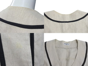 CHANEL Short Sleeve Shirt Coco Mark Baseball Shirt Women's Beige Black Short Sleeve Good Condition Used 20853