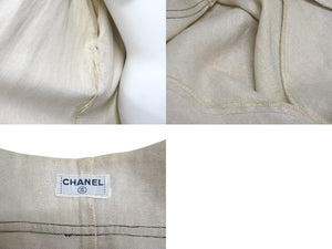 CHANEL Short Sleeve Shirt Coco Mark Baseball Shirt Women's Beige Black Short Sleeve Good Condition Used 20853