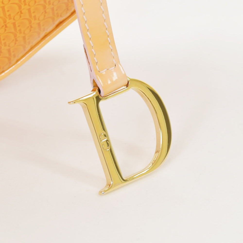 極美品 Christian Dior クリスチャンディオール サドルバッグ ワンショルダーバッグ RU 0060 トロッター パテントレザー ガリアーノ期 中古 4a002090