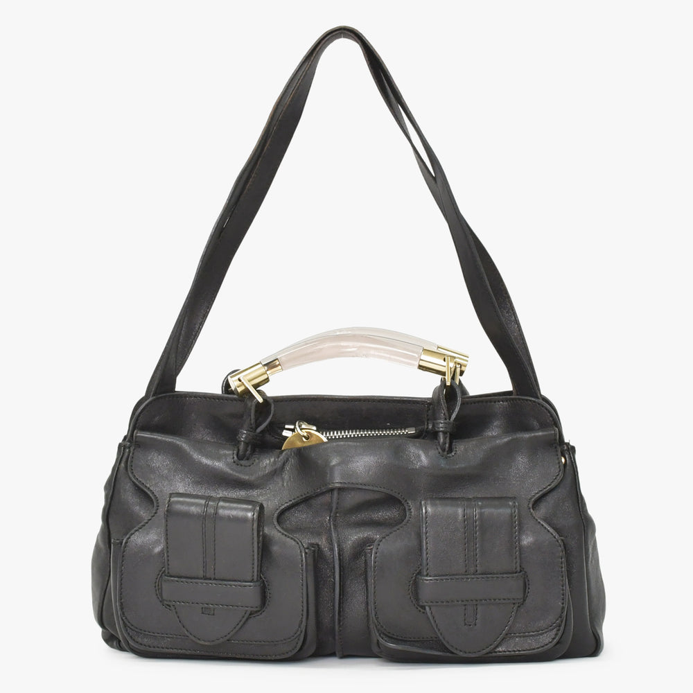 Chloe クロエ Saskia サスキア ブラック 2WAY Hand Bag ハンドバッグ ゴールド金具 ブラック 美品 中古 4a002099