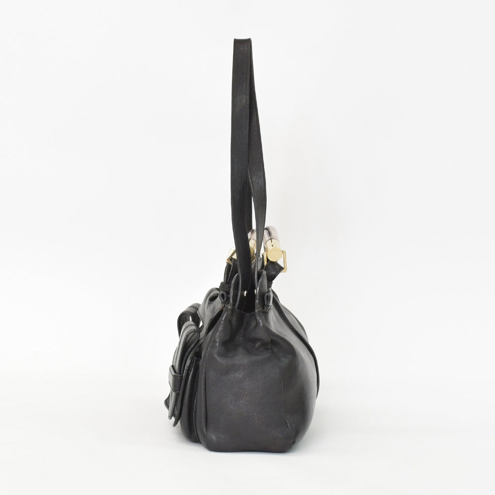 Chloe クロエ Saskia サスキア ブラック 2WAY Hand Bag ハンドバッグ ゴールド金具 ブラック 美品 中古 4a002099