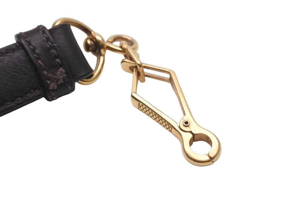 No-brand Kelly type shoulder strap accessory Brown leather Gold hardware Good condition Used 21264