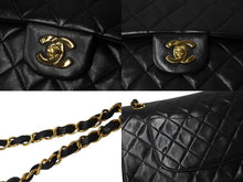 Load image into Gallery viewer, 極美品 CHANEL シャネル マトラッセ25 Wフラップ Wチェーンショルダーバッグ 2番台 ラムスキン ココマーク ブラック ゴールド金具 中古 4b002135