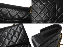 Load image into Gallery viewer, 極美品 CHANEL シャネル マトラッセ25 Wフラップ Wチェーンショルダーバッグ 2番台 ラムスキン ココマーク ブラック ゴールド金具 中古 4b002135
