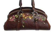 Load image into Gallery viewer, Christian Dior クリスチャンディオール ハンドバッグ ヴィンテージ ロゴモチーフ フラワー刺繍 ブラウン 美品 中古 4b002160