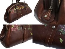 Load image into Gallery viewer, Christian Dior クリスチャンディオール ハンドバッグ ヴィンテージ ロゴモチーフ フラワー刺繍 ブラウン 美品 中古 4b002160
