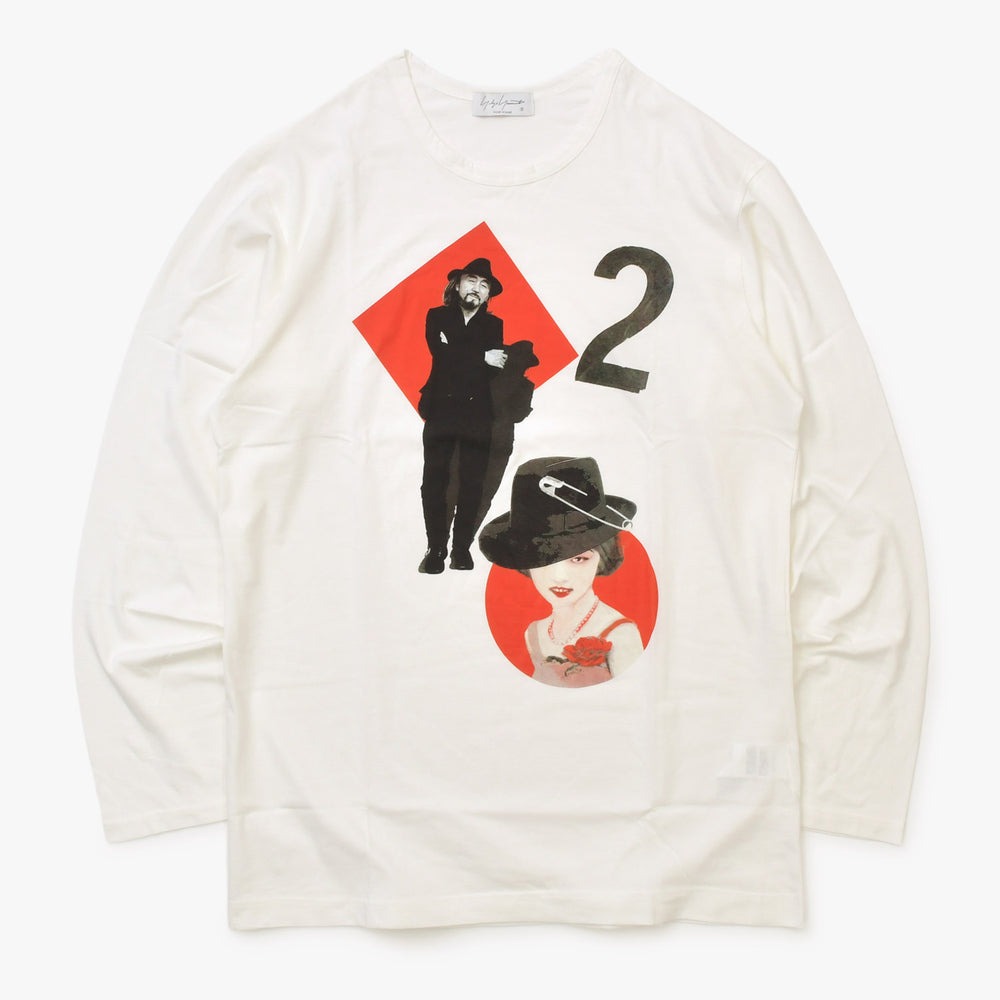 New and unused YohJi Yamamoto POUR HOMME Yohji Yamamoto 30/1 Combed Single Jersey PT Long Sleeve T-Shirt Bijinga Long Sleeve T-Shirt White 30/1 Combed Yarn Used 4a002257