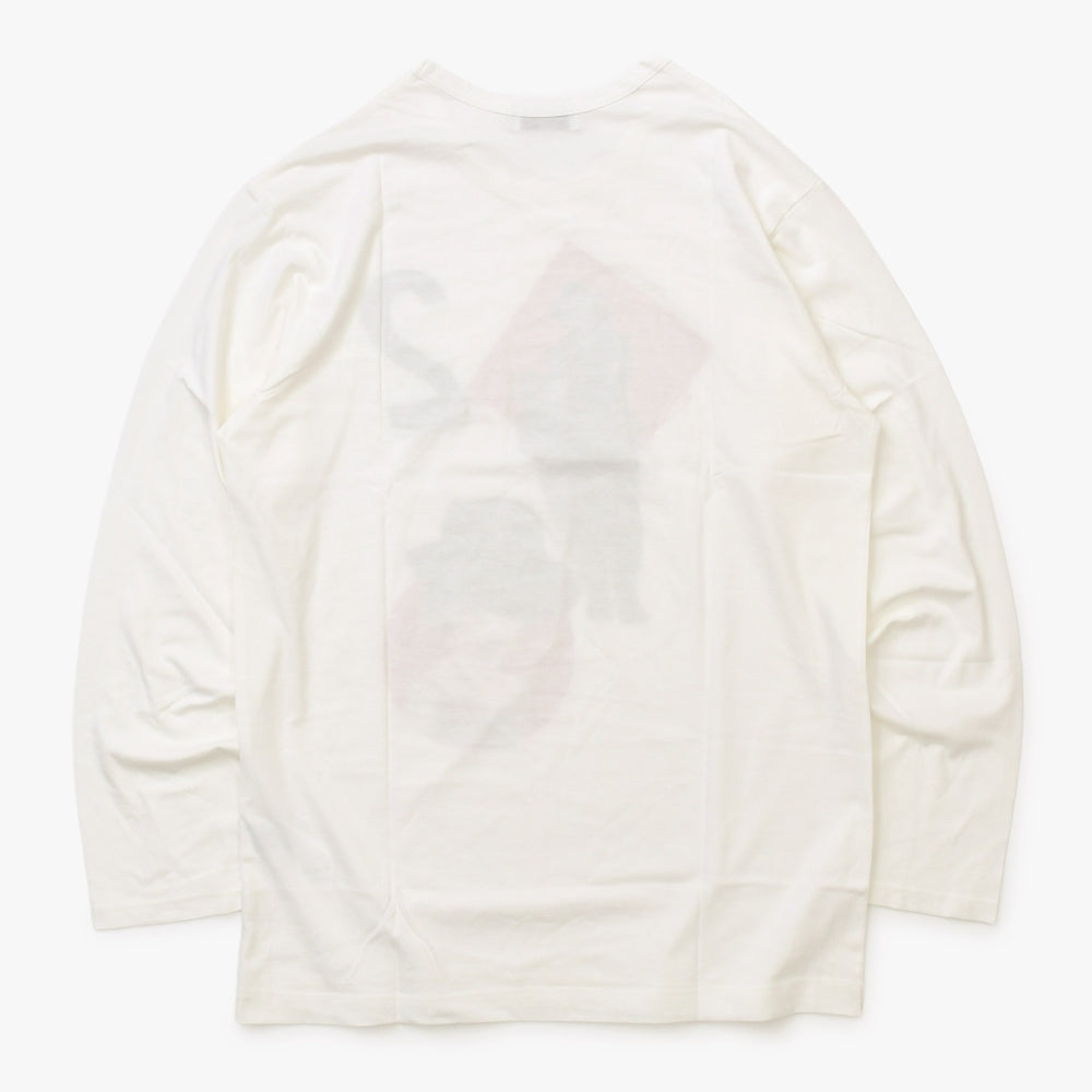 New and unused YohJi Yamamoto POUR HOMME Yohji Yamamoto 30/1 Combed Single Jersey PT Long Sleeve T-Shirt Bijinga Long Sleeve T-Shirt White 30/1 Combed Yarn Used 4a002257