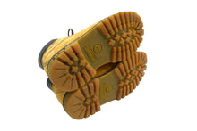 Load image into Gallery viewer, TIMBERLAND ティンバーランド 6inchブーツ イエローブーツ マルチカラー ロゴ総柄 キッズ サイズ17.5cm 良品 中古 4b000226