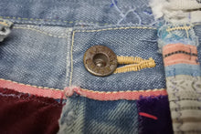 Load image into Gallery viewer, KAPITAL キャピタル パッチフレア デニムパンツ 異素材 K1704LP167 コットン ブルー マルチカラー サイズ30 美品 中古 4b002285