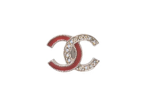 CHANEL シャネル ココマーク ピアス 重量約2.7g 17S刻印 シルバー レッド メタル ラインストーン 両耳用 美品 中古 4b001043