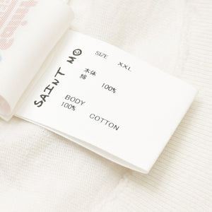 新品未使用 SAINT Mxxxxxx セントマイケル SS TEE LOVE ヴィンテージ加工 ホワイト オーバーシルエット パロディロゴ 中古 4a002315