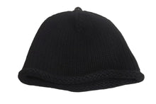 画像をギャラリービューアに読み込む, CHROME HEARTS クロムハーツ レザークロスパッチ クロスボール カシミヤビーニー ニット帽 レザー ブラック サイズOS 美品 中古 4b002356