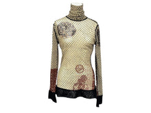 画像をギャラリービューアに読み込む, Jean Paul GAULTIER CLASSIQUE ジャンポールゴルチェ クラシック パワーネット ハイネック長袖トップス サイズL 総柄 美品 中古 4b002363
