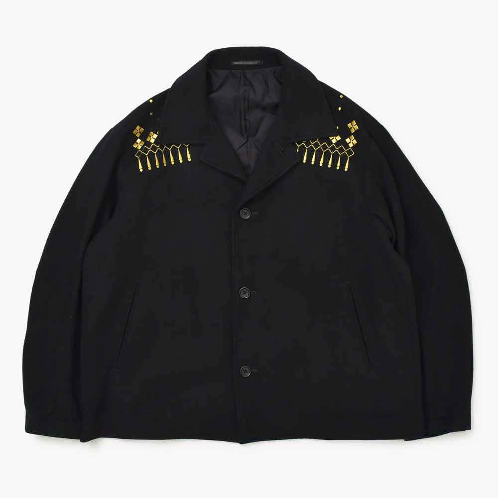 極美品 Yohji Yamamoto POUR HOMME ヨウジヤマモトプールオム ゴールド刺繍ウールジャケット 1992AW ウール 幾何学模様 HE-J61-537 中古 4a002416