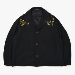 Very good condition Yohji Yamamoto POUR HOMME Gold embroidered wool jacket 1992AW Wool Geometric pattern HE-J61-537 Used 4a002416
