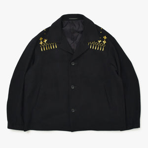 Very good condition Yohji Yamamoto POUR HOMME Gold embroidered wool jacket 1992AW Wool Geometric pattern HE-J61-537 Used 4a002416
