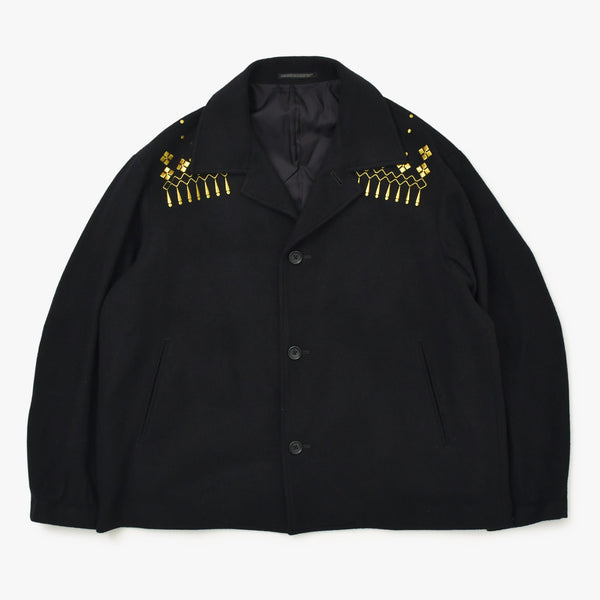 Very good condition Yohji Yamamoto POUR HOMME Gold embroidered wool jacket 1992AW Wool Geometric pattern HE-J61-537 Used 4a002416