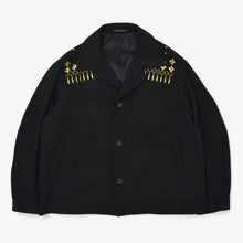画像をギャラリービューアに読み込む, 極美品 Yohji Yamamoto POUR HOMME ヨウジヤマモトプールオム ゴールド刺繍ウールジャケット 1992AW ウール 幾何学模様 HE-J61-537 中古 4a002416