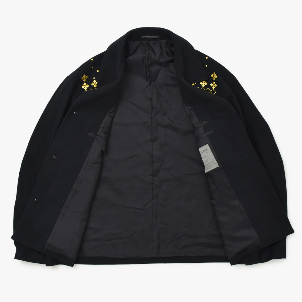 極美品 Yohji Yamamoto POUR HOMME ヨウジヤマモトプールオム ゴールド刺繍ウールジャケット 1992AW ウール 幾何学模様 HE-J61-537 中古 4a002416