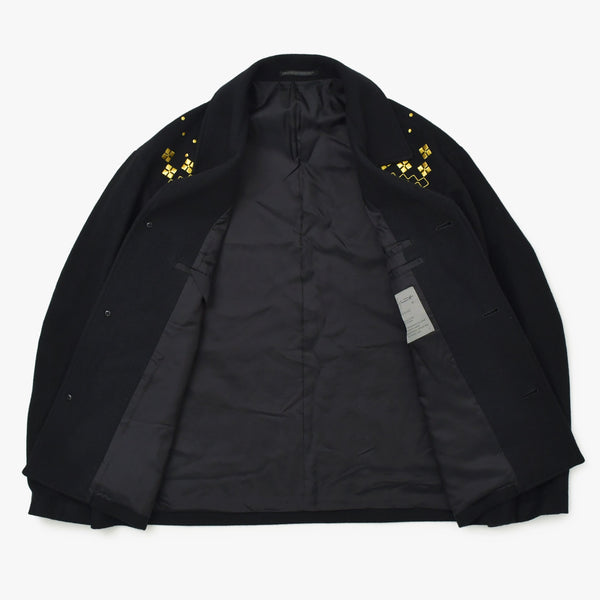 Very good condition Yohji Yamamoto POUR HOMME Gold embroidered wool jacket 1992AW Wool Geometric pattern HE-J61-537 Used 4a002416