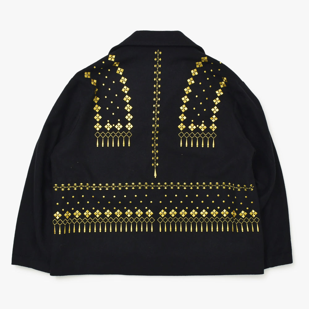 極美品 Yohji Yamamoto POUR HOMME ヨウジヤマモトプールオム ゴールド刺繍ウールジャケット 1992AW ウール 幾何学模様 HE-J61-537 中古 4a002416