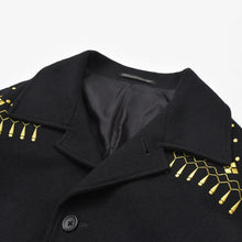 画像をギャラリービューアに読み込む, 極美品 Yohji Yamamoto POUR HOMME ヨウジヤマモトプールオム ゴールド刺繍ウールジャケット 1992AW ウール 幾何学模様 HE-J61-537 中古 4a002416