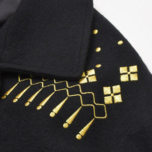 Very good condition Yohji Yamamoto POUR HOMME Gold embroidered wool jacket 1992AW Wool Geometric pattern HE-J61-537 Used 4a002416