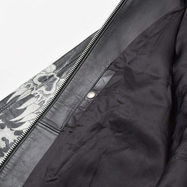 Very Good Condition SUPREME × Yohji Yamamoto Y's by Yohji Yamamoto Leather Jacket Cow Leather Black Riders Supreme Skull Style 2025AW Used 4a002417