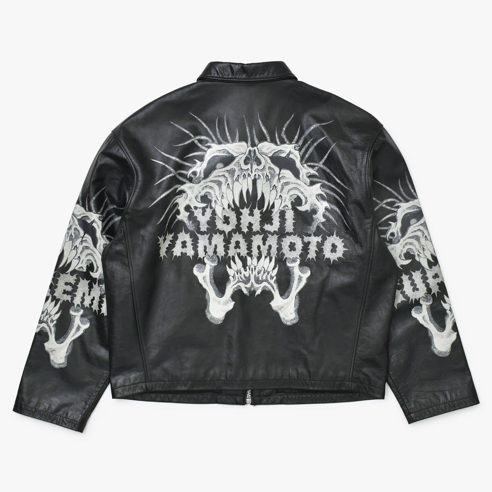Very Good Condition SUPREME × Yohji Yamamoto Y's by Yohji Yamamoto Leather Jacket Cow Leather Black Riders Supreme Skull Style 2025AW Used 4a002417