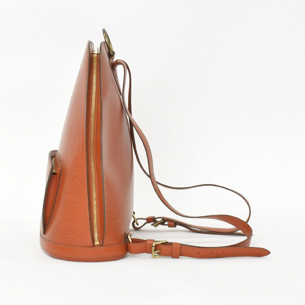 極美品 LOUIS VUITTON ルイヴィトン エピ ゴブラン リュックサック レザー ブラウン グレイン加工 ダブルファスナー ゴールド金具 M52293 中古 4a002496