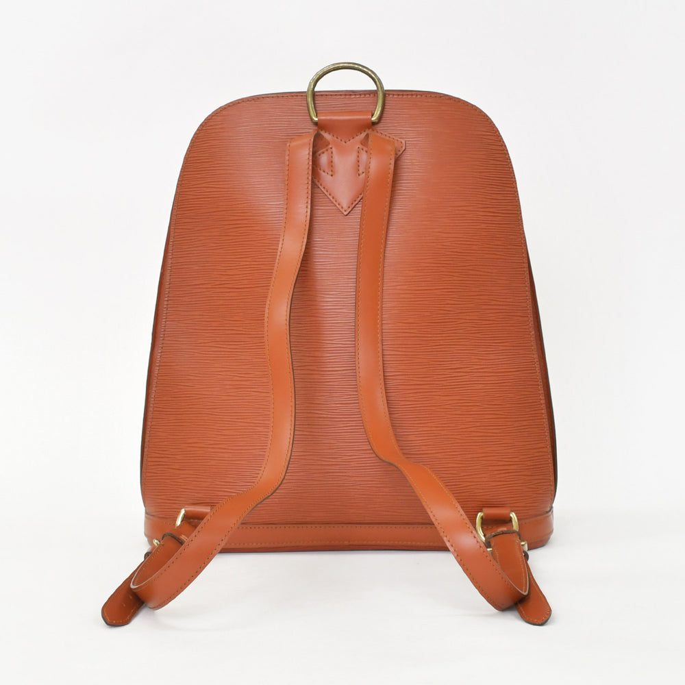 Very Good Condition LOUIS VUITTON Epi Gobelins Rucksack Leather Brown Grained Double Zipper Gold Hardware M52293 Used 4a002496