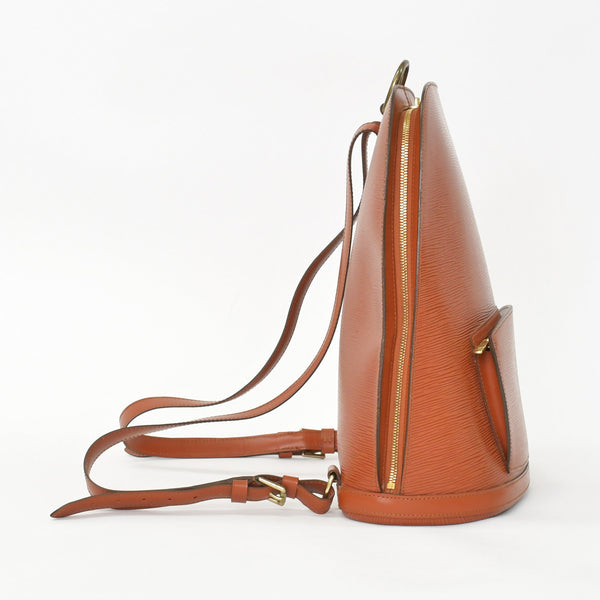 極美品 LOUIS VUITTON ルイヴィトン エピ ゴブラン リュックサック レザー ブラウン グレイン加工 ダブルファスナー ゴールド金具 M52293 中古 4a002496