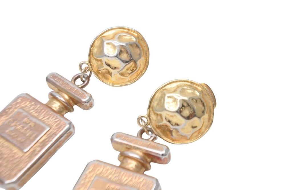 CHANEL シャネル イヤリング No.5 ボトルデザイン 香水瓶 ゴールド メタル アクセサリー ジュエリー 両耳用 良品 中古 24973