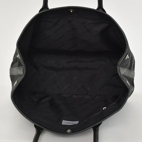 極美品 YVES SAINT LAURENT イヴサンローラン ブラック トートバッグ ハンドバッグ カーフレザー シルバー金具 中古 4a002504