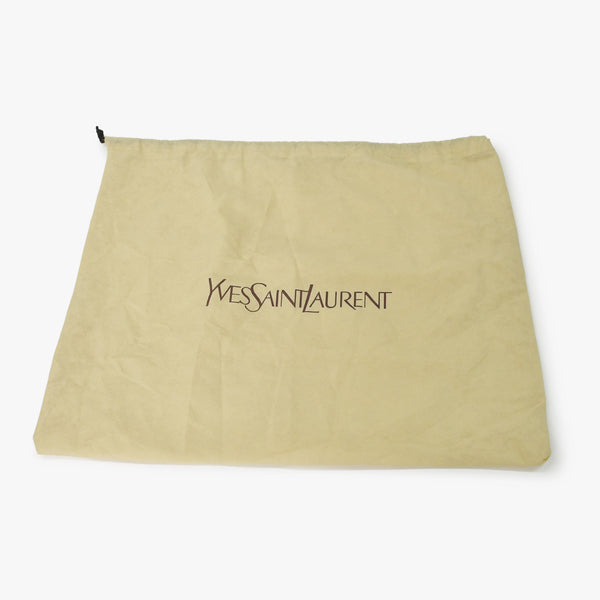 極美品 YVES SAINT LAURENT イヴサンローラン ブラック トートバッグ ハンドバッグ カーフレザー シルバー金具 中古 4a002504