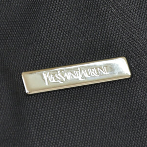 極美品 YVES SAINT LAURENT イヴサンローラン ブラック トートバッグ ハンドバッグ カーフレザー シルバー金具 中古 4a002504