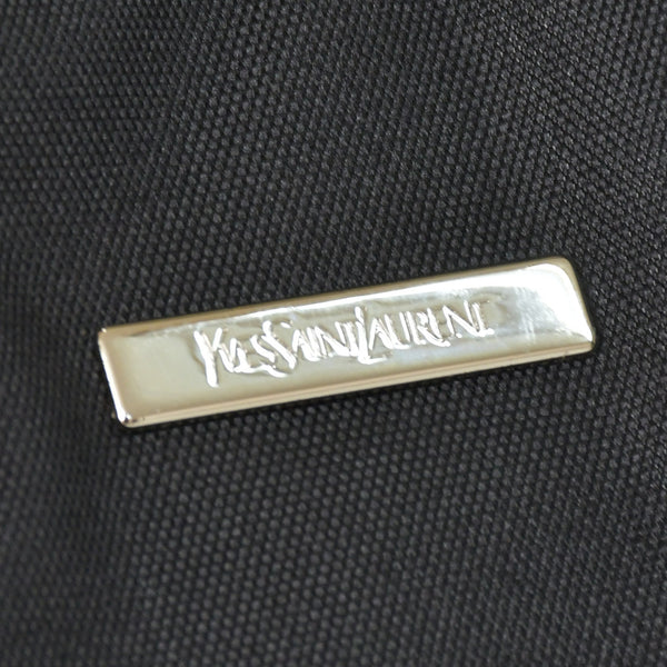 極美品 YVES SAINT LAURENT イヴサンローラン ブラック トートバッグ ハンドバッグ カーフレザー シルバー金具 中古 4a002504