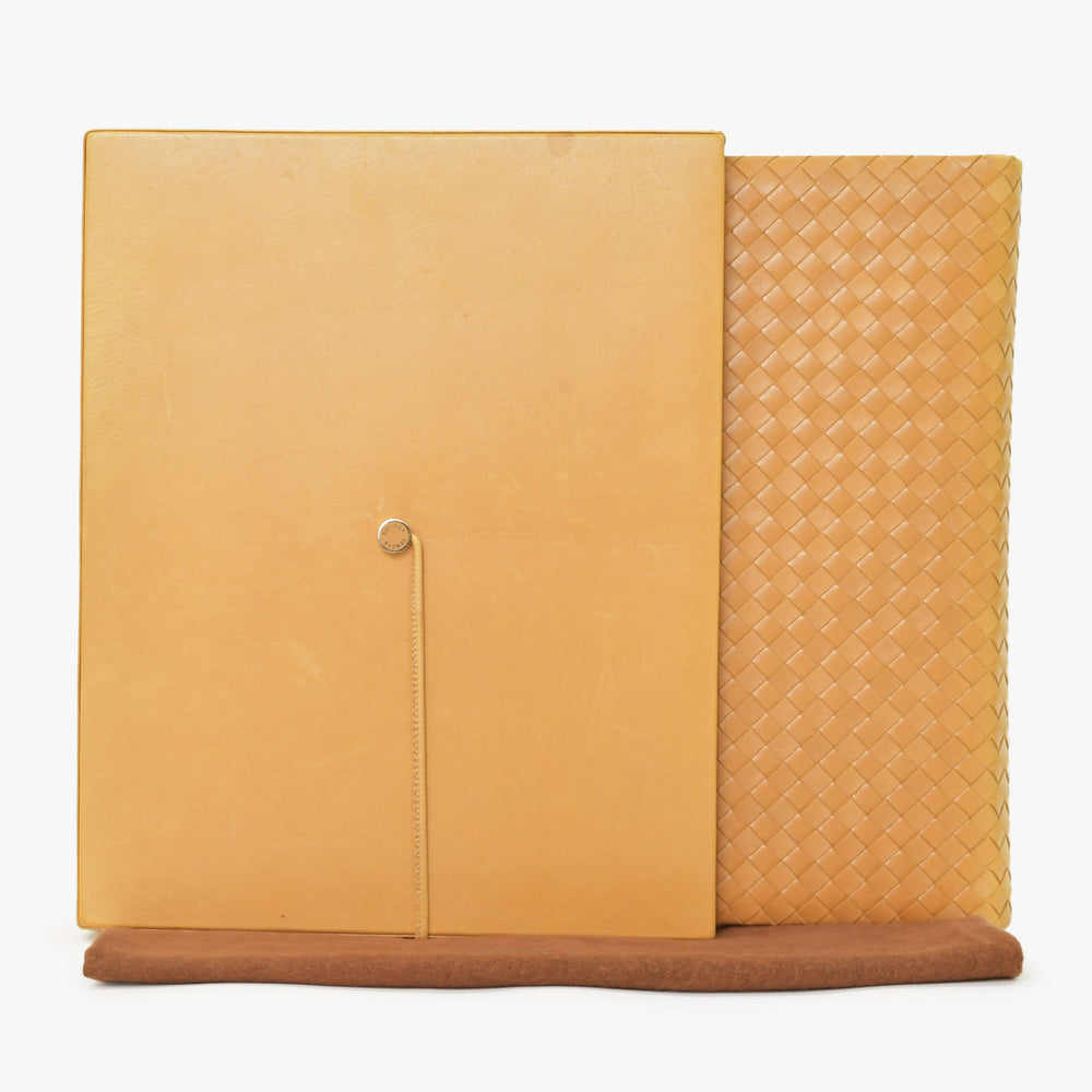BOTTEGA VENETA ボッテガヴェネタ ヴィンテージ ノートブック イントレチャート レザー ベージュ ブラウン 美品 中古 4a002507