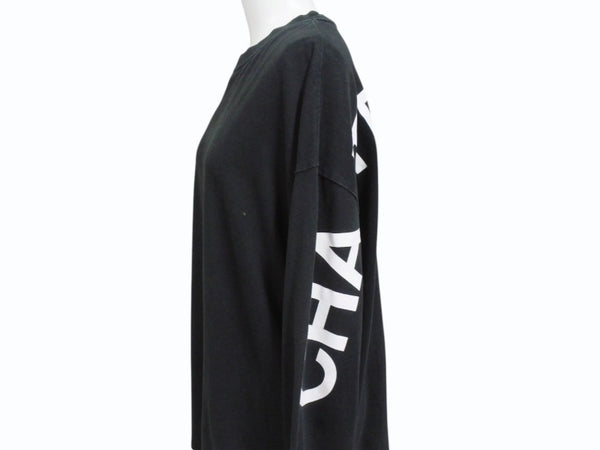 CHATEAUBRIAND シャトーブリアン ロゴプリント ロングスリーブＴシャツ コットン ブラック サイズL 良品 中古 4b002510
