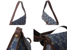 画像をギャラリービューアに読み込む, CELINE セリーヌ ワンショルダーバッグ マカダム柄 CE00/14 キャンバス レザー ブルー ブラウン アンティークゴールド金具 美品 中古 4b002560