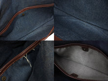 画像をギャラリービューアに読み込む, CELINE セリーヌ ワンショルダーバッグ マカダム柄 CE00/14 キャンバス レザー ブルー ブラウン アンティークゴールド金具 美品 中古 4b002560