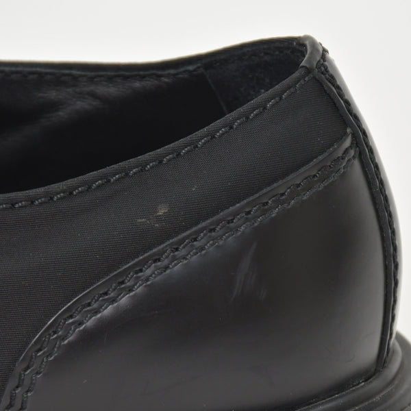 極美品 PRADA プラダ モノリス レースアップ ドロイスレザーナイロン CALZATURE UOMO レザー 2EE342 9サイズ メンズシューズ ブラック NERO 中古 4a002565
