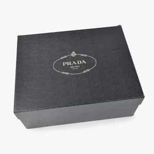極美品 PRADA プラダ モノリス レースアップ ドロイスレザーナイロン CALZATURE UOMO レザー 2EE342 9サイズ メンズシューズ ブラック NERO 中古 4a002565